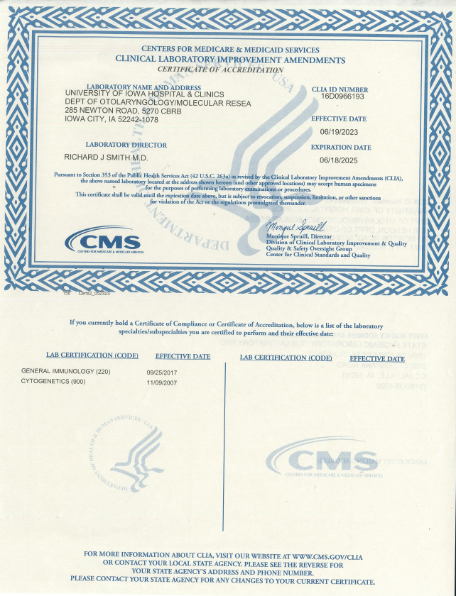 CLIA Certificate