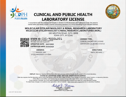 CDPH Clinical and Public Health Laboratory License 2022-2023