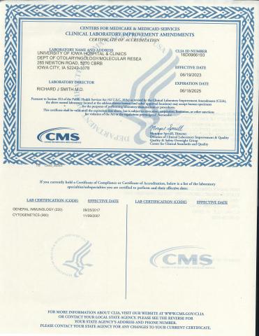 MORL Clia Certificate 2023-2025
