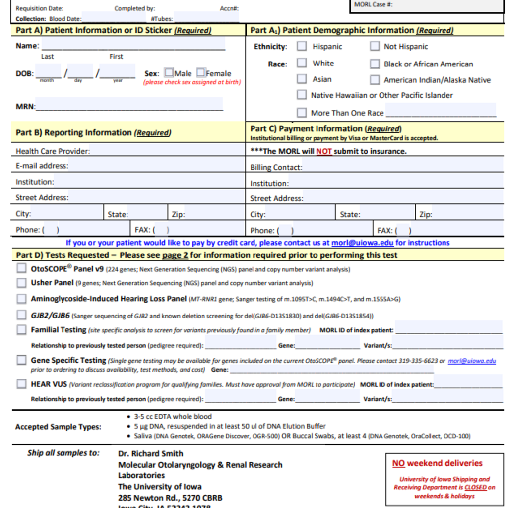 Hearing Loss Req Form